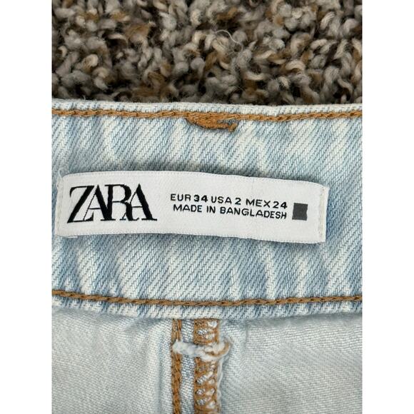 Zara Light Blue Denim Wide Leg Jeans US 2 - Picture 3 of 4